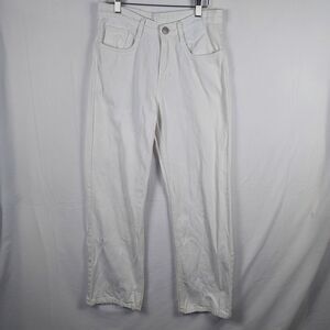 Zara Man Men’s White Denim Jeans Size 30 Straight‑Leg Tapered Cotton Pants